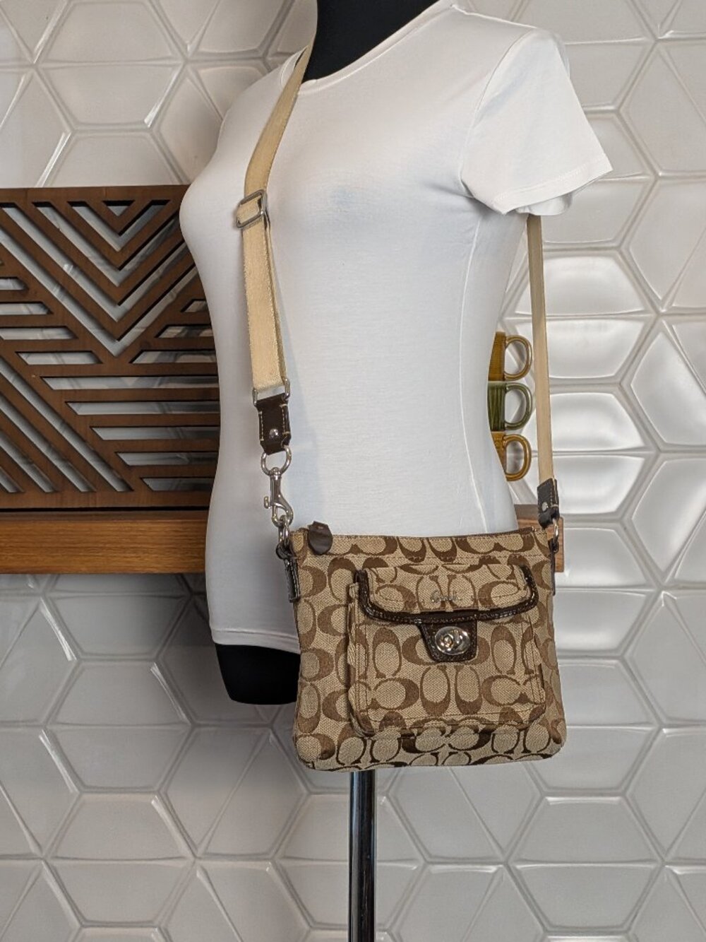Coach Women's Canvas Vintage Crossbody Shoulder Bag